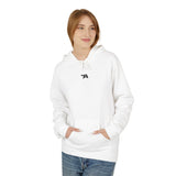 Minimal Tiny Text Hoodie | small centered chest script, white pullover