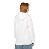 Minimal Tiny Text Hoodie | small centered chest script, white pullover