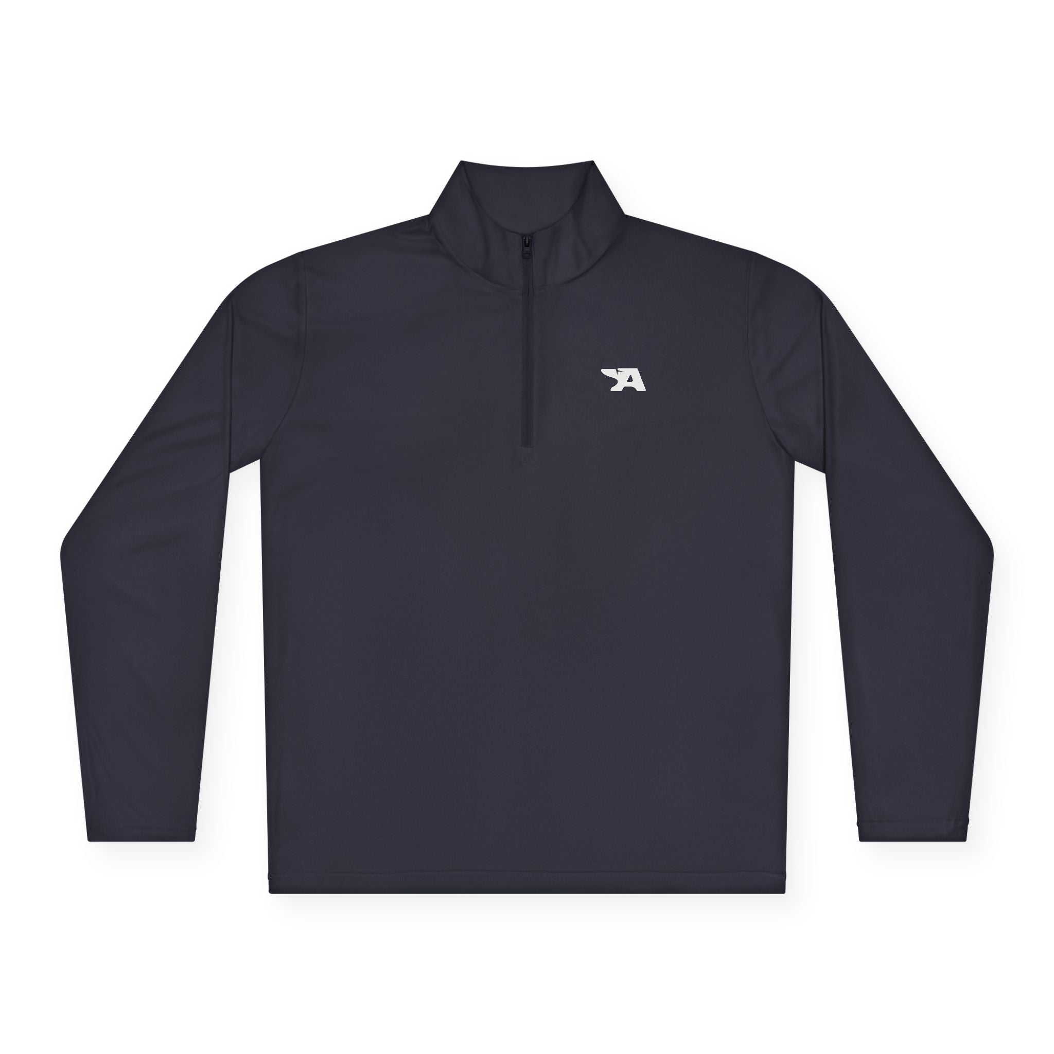 Minimal Arrow Logo Quarter Zip Pullover | Charcoal Performance Top
