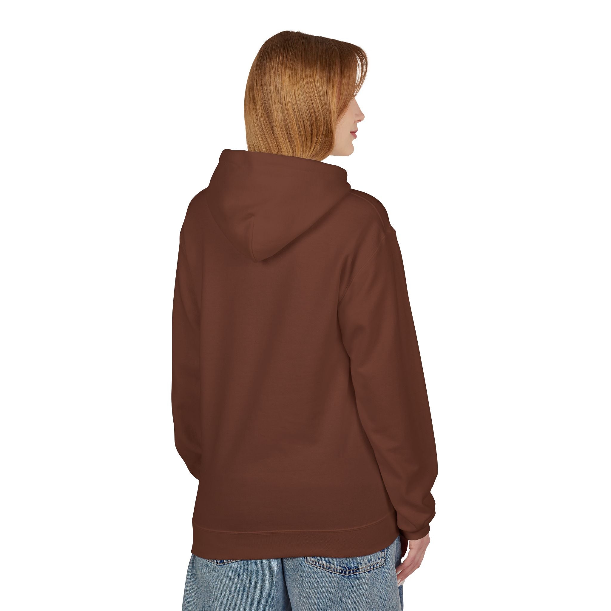 Minimal Tiny Text Hoodie | small centered chest script, white pullover