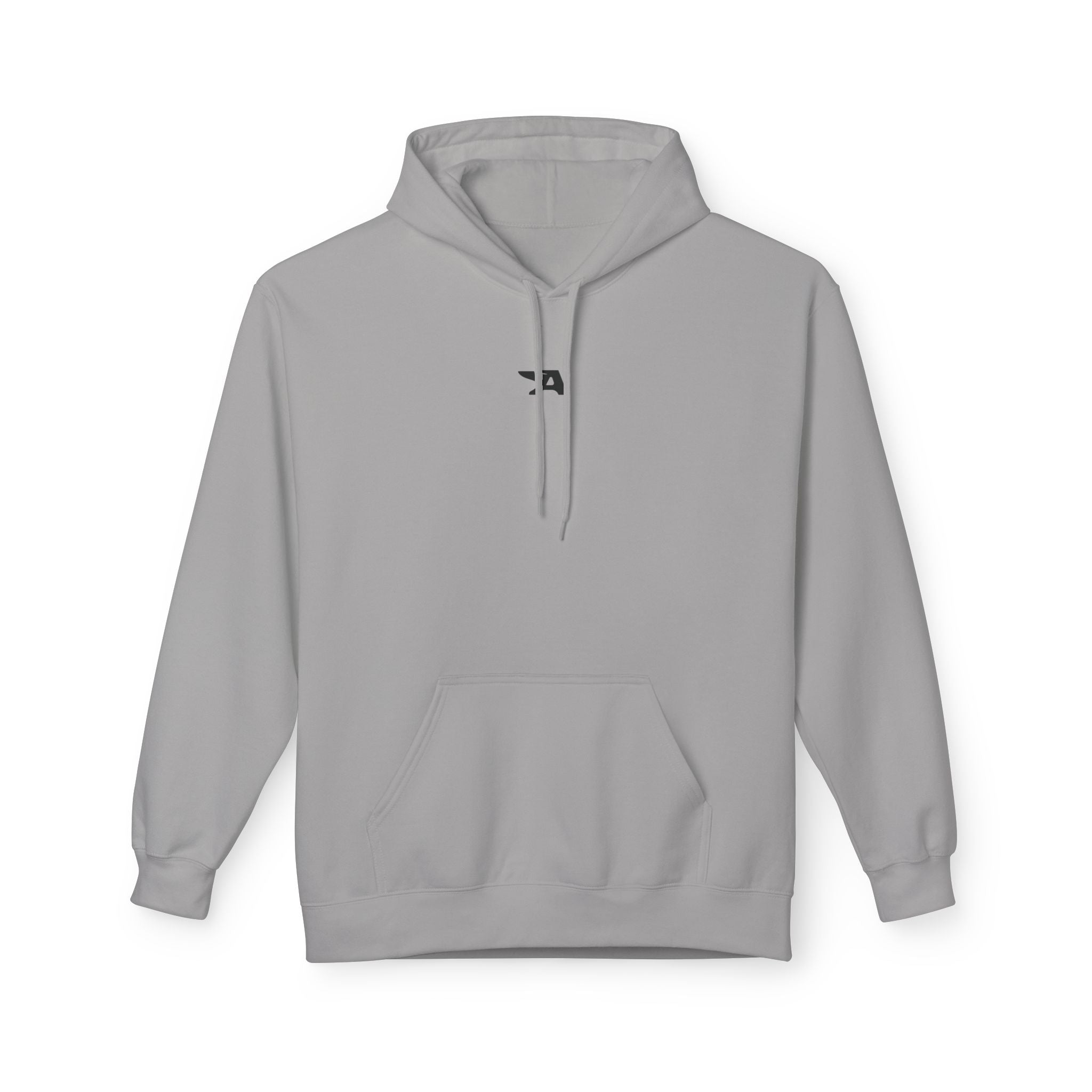Minimal Tiny Text Hoodie | small centered chest script, white pullover