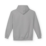 Minimal Tiny Text Hoodie | small centered chest script, white pullover