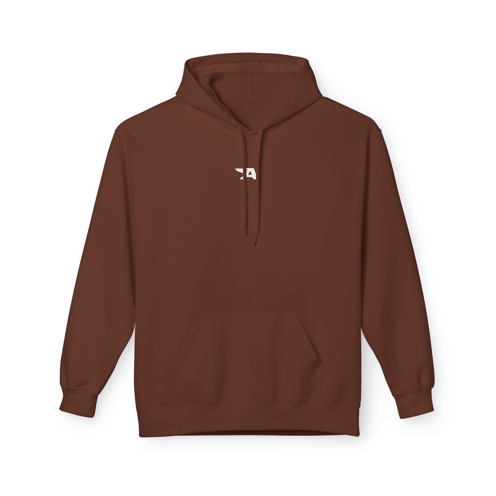 Minimal Tiny Text Hoodie | small centered chest script, white pullover