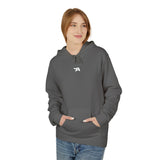 Minimal Tiny Text Hoodie | small centered chest script, white pullover