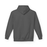 Minimal Tiny Text Hoodie | small centered chest script, white pullover