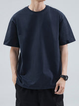 100% Cotton Printed Men's T-Shirt, Simple Comfortable Solid Color Casual Tee