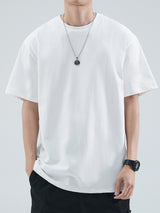 100% Cotton Printed Men's T-Shirt, Simple Comfortable Solid Color Casual Tee