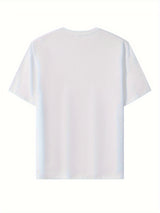 100% Cotton Printed Men's T-Shirt, Simple Comfortable Solid Color Casual Tee