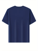 100% Cotton Printed Men's T-Shirt, Simple Comfortable Solid Color Casual Tee