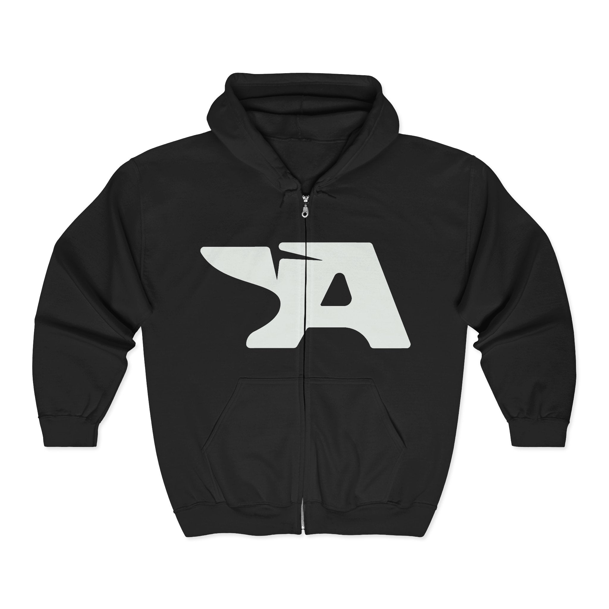 Anvil Logo Zip Hoodie | Black Full Zip Hooded Sweatshirt