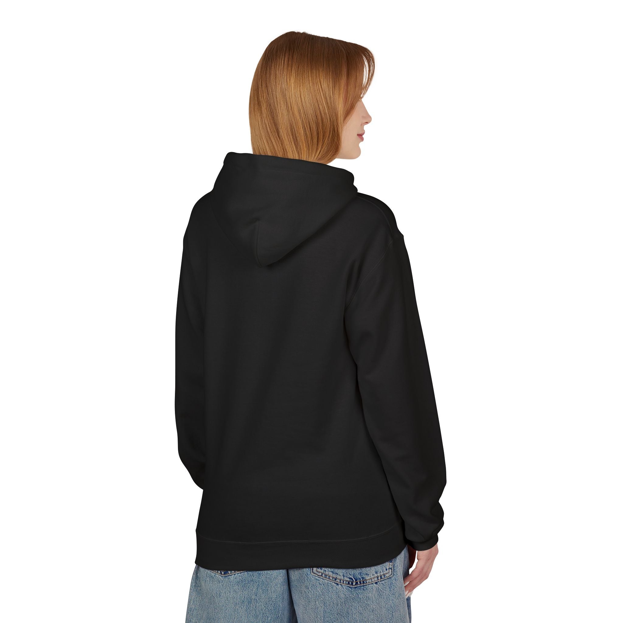 Minimal Tiny Text Hoodie | small centered chest script, white pullover