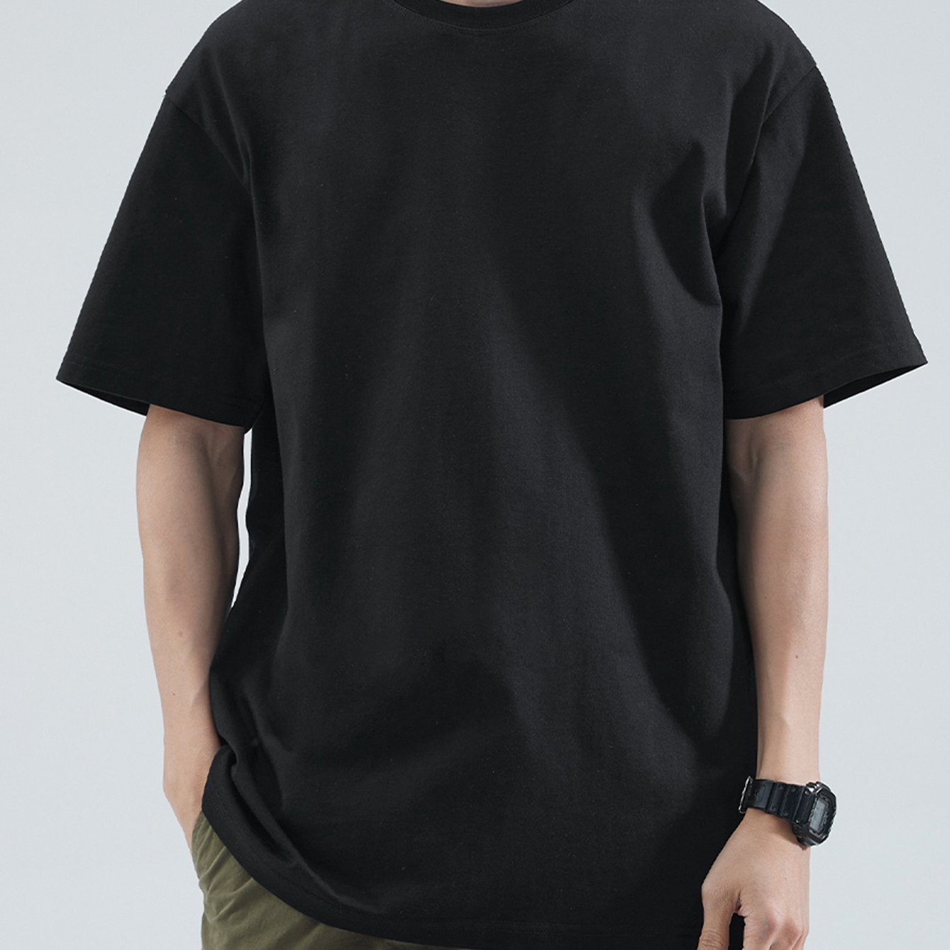 100% Cotton Printed Men's T-Shirt, Simple Comfortable Solid Color Casual Tee