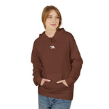 Minimal Tiny Text Hoodie | small centered chest script, white pullover