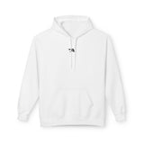 Minimal Tiny Text Hoodie | small centered chest script, white pullover