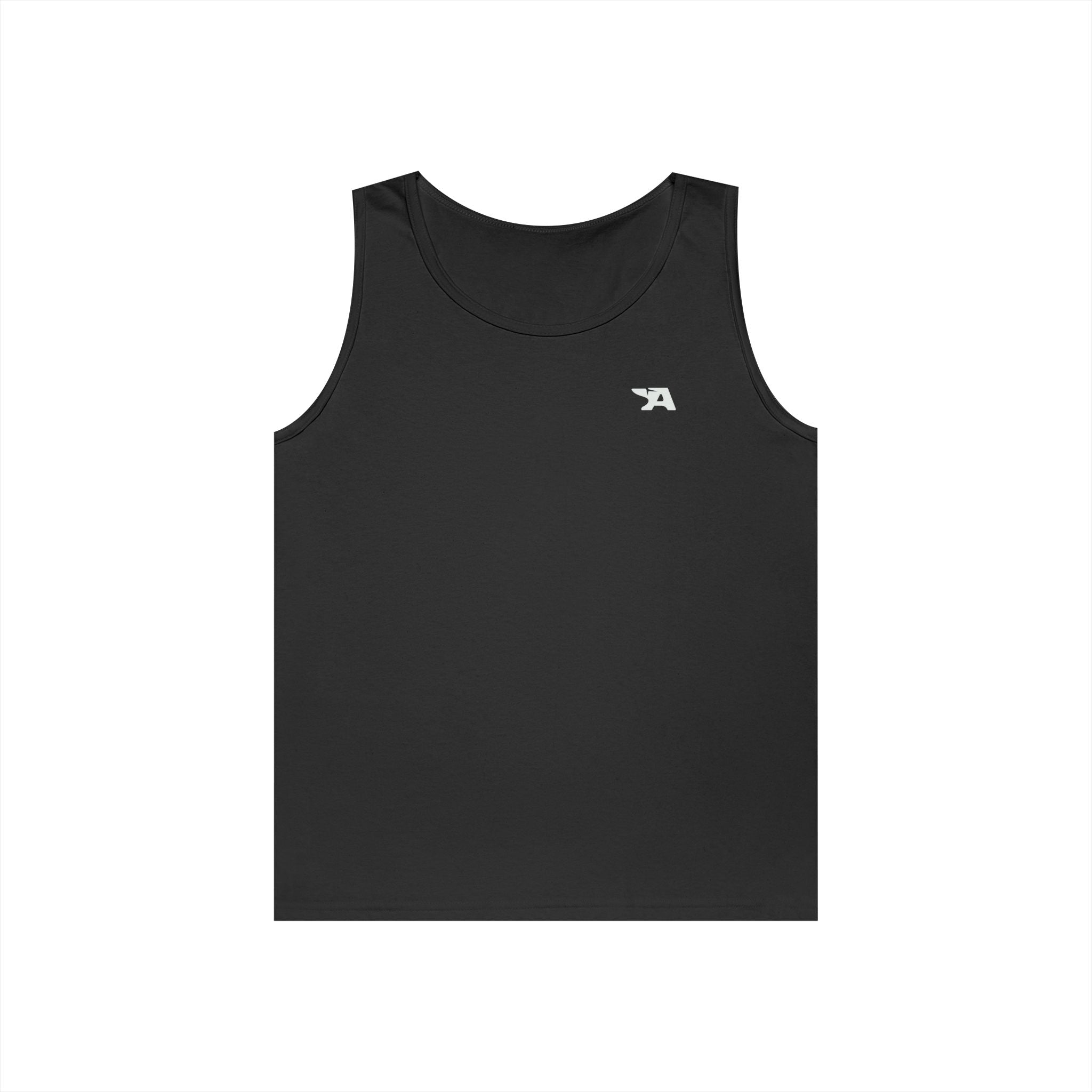 Small Minimal Arrow Logo Tank Top | White Sleeveless Tee