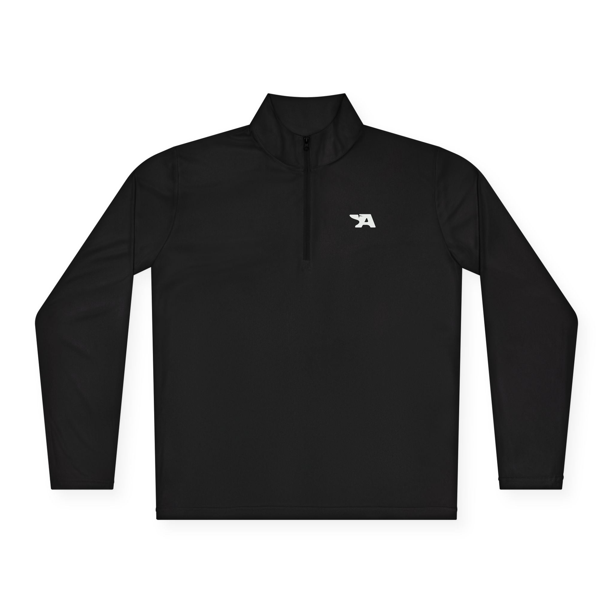 Minimal Arrow Logo Quarter Zip Pullover | Charcoal Performance Top