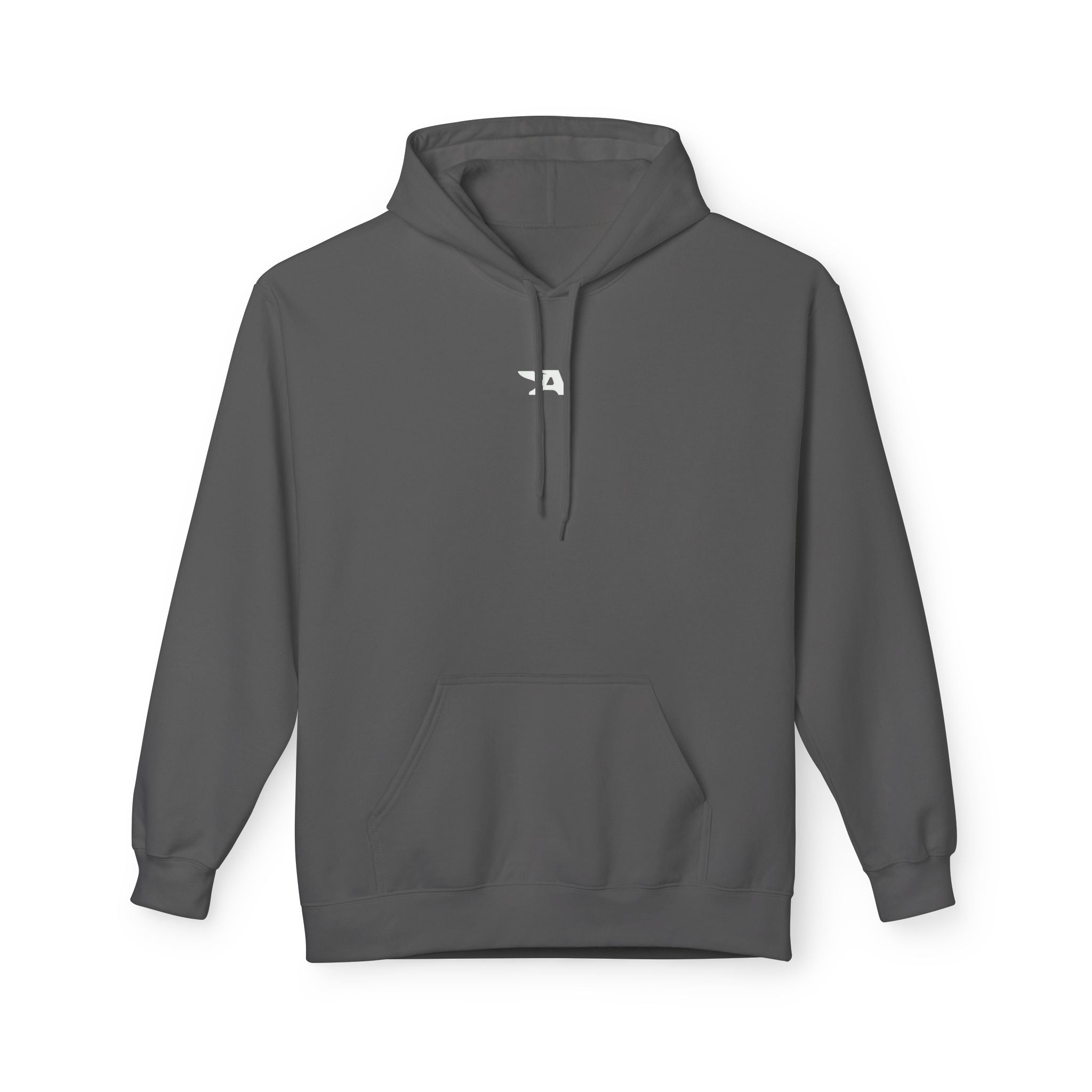 Minimal Tiny Text Hoodie | small centered chest script, white pullover