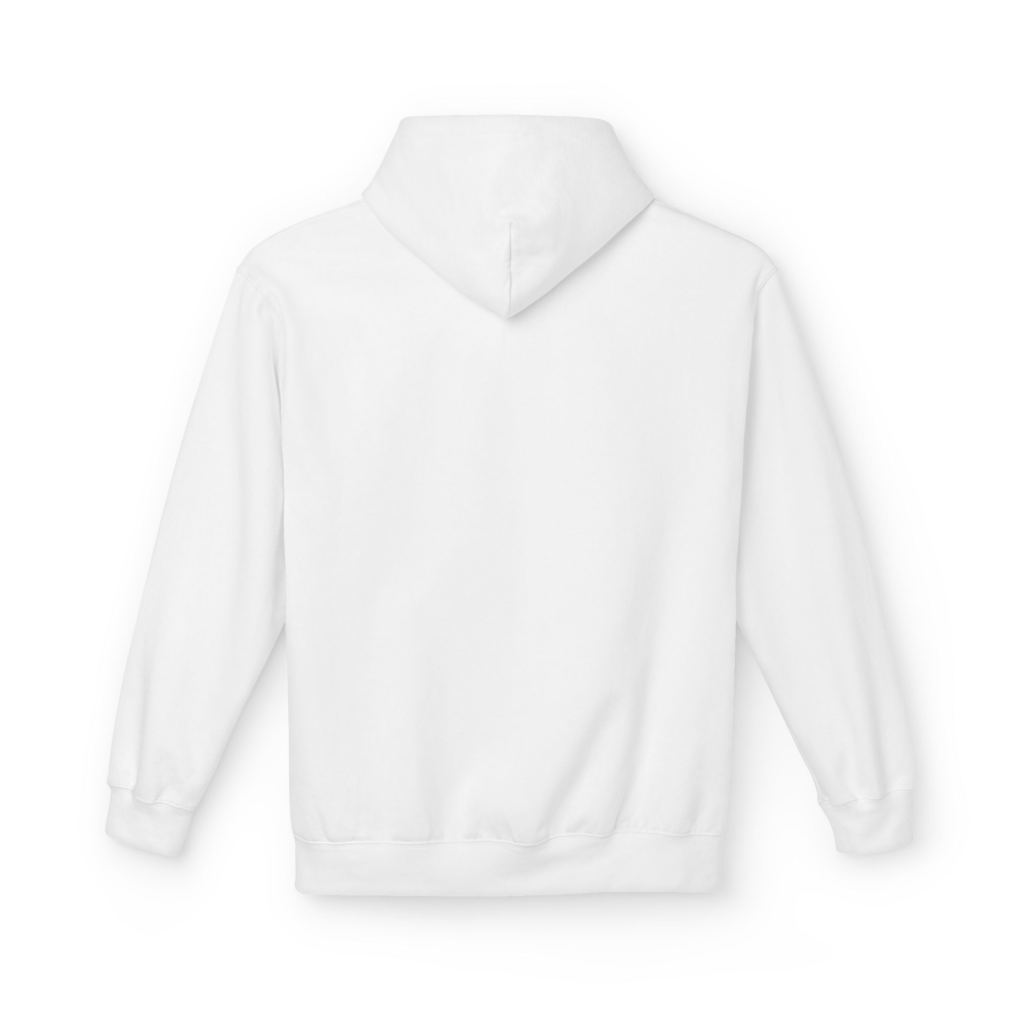 Minimal Tiny Text Hoodie | small centered chest script, white pullover
