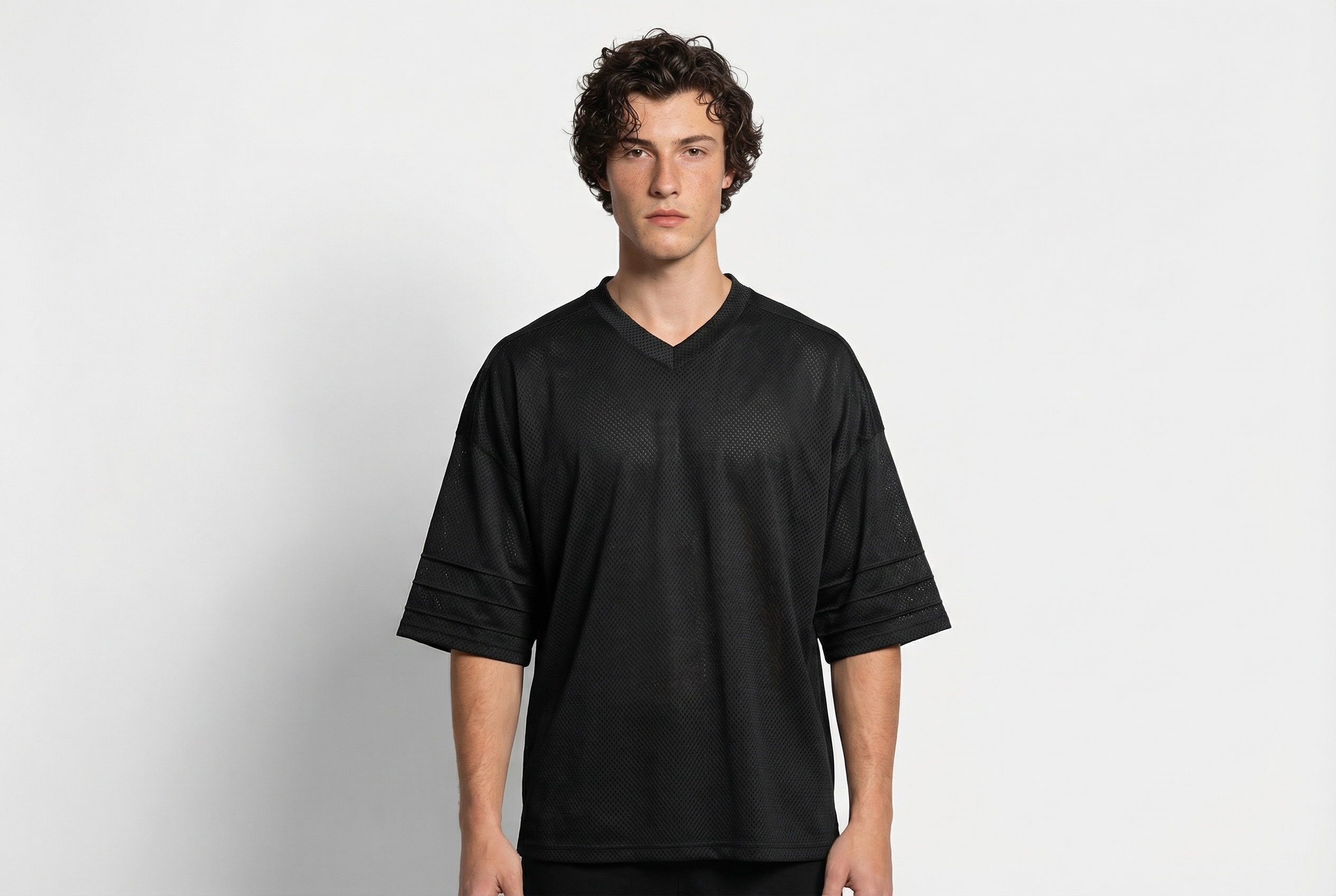 Plain Oversized Loose Short Sleeve T-shirt Summer Mesh Breathable Quick Dry V-neck Tops Gym Fitness Bodybuilding Men Sport Shirt