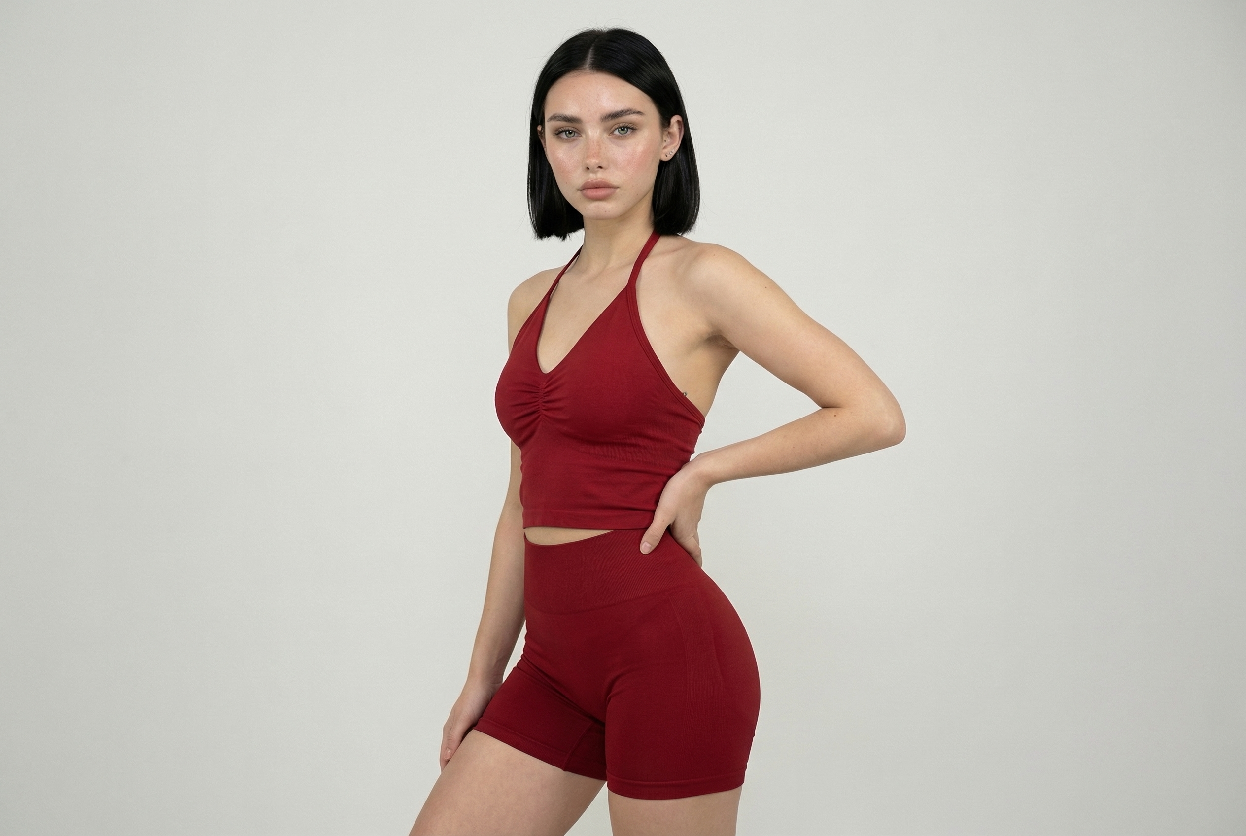 Summer High Waisted Yoga Shorts Fashionable and Sexy Running Fitness Pants Solid Color Yoga Leggings Customizable labels