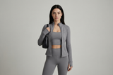 Zipper Jacket Women Crop Tops Yoga T-shirts Solid Sports Top Long Sleeve Running Shirts Sexy Quick Dry Fitness Gym Sport Wear