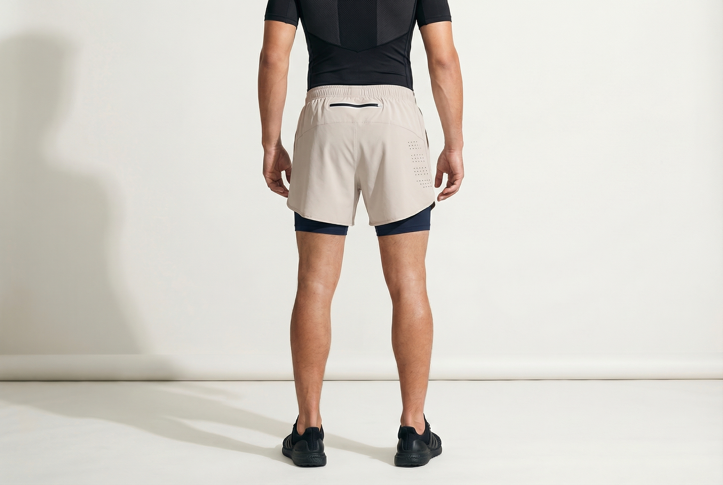Men's Running Shorts Quick-drying Fitness Black Double Layer Shorts Men New Sport Workout Training Bodybuilding Short Pants