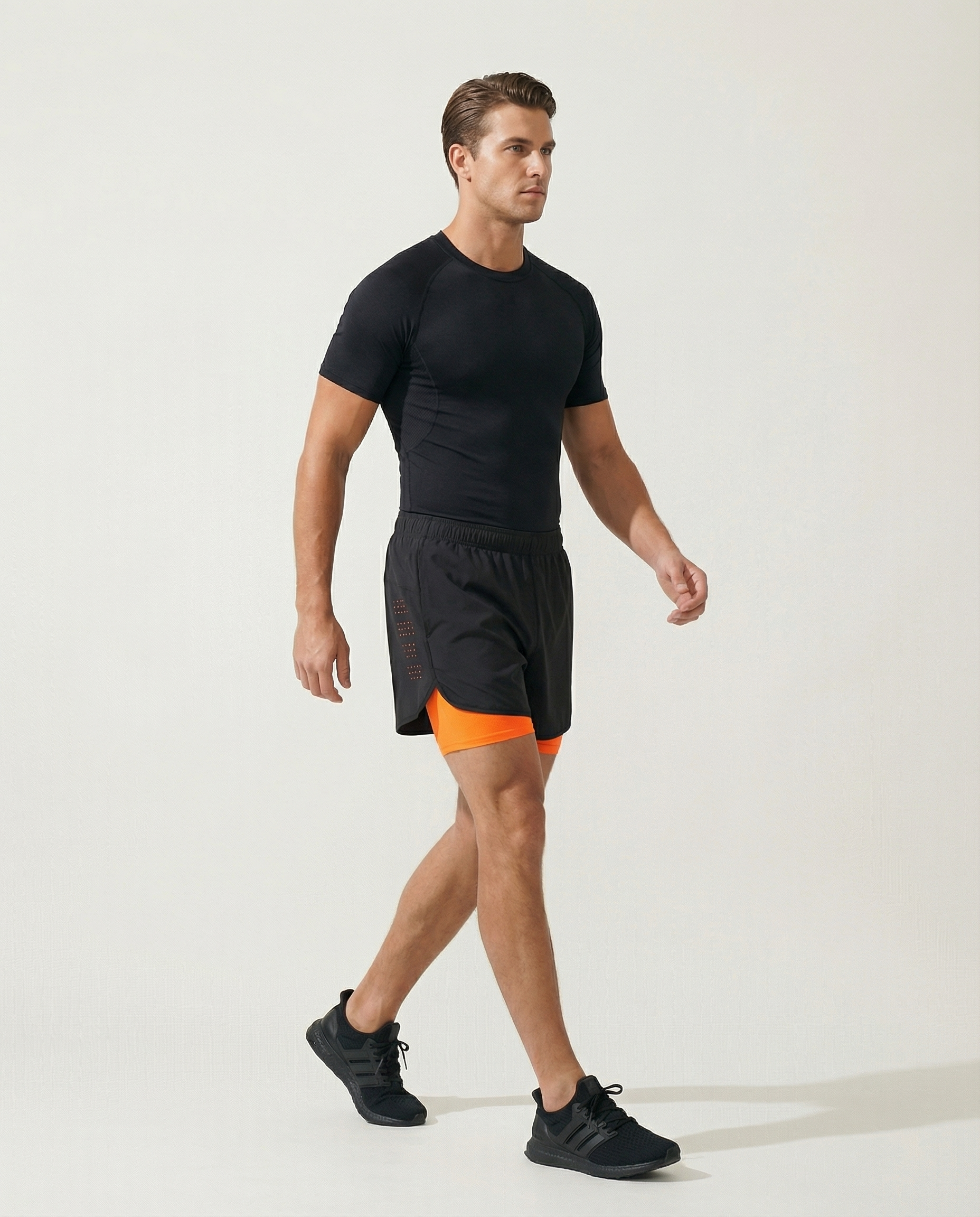 Men's Running Shorts Quick-drying Fitness Black Double Layer Shorts Men New Sport Workout Training Bodybuilding Short Pants