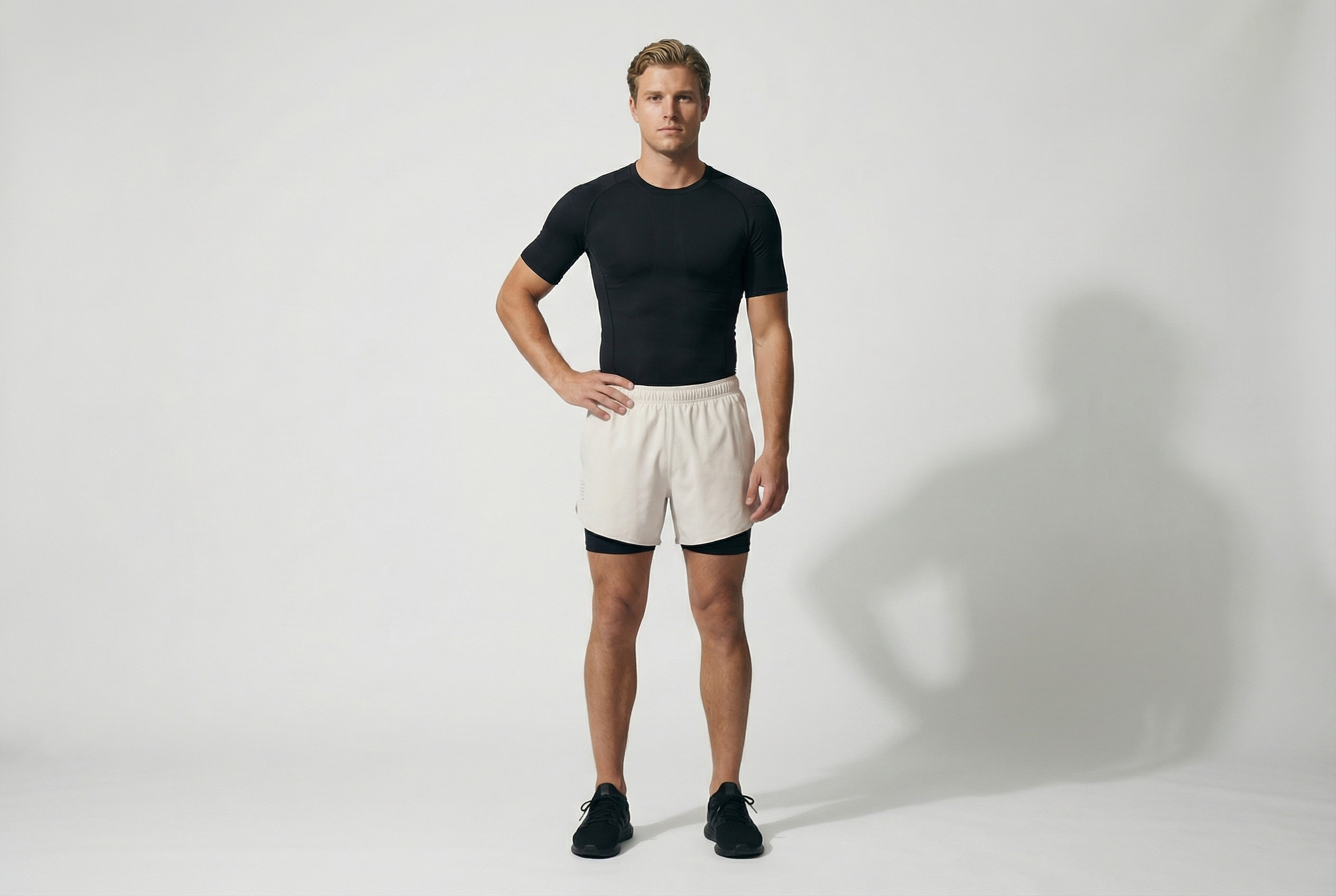 Men's Running Shorts Quick-drying Fitness Black Double Layer Shorts Men New Sport Workout Training Bodybuilding Short Pants