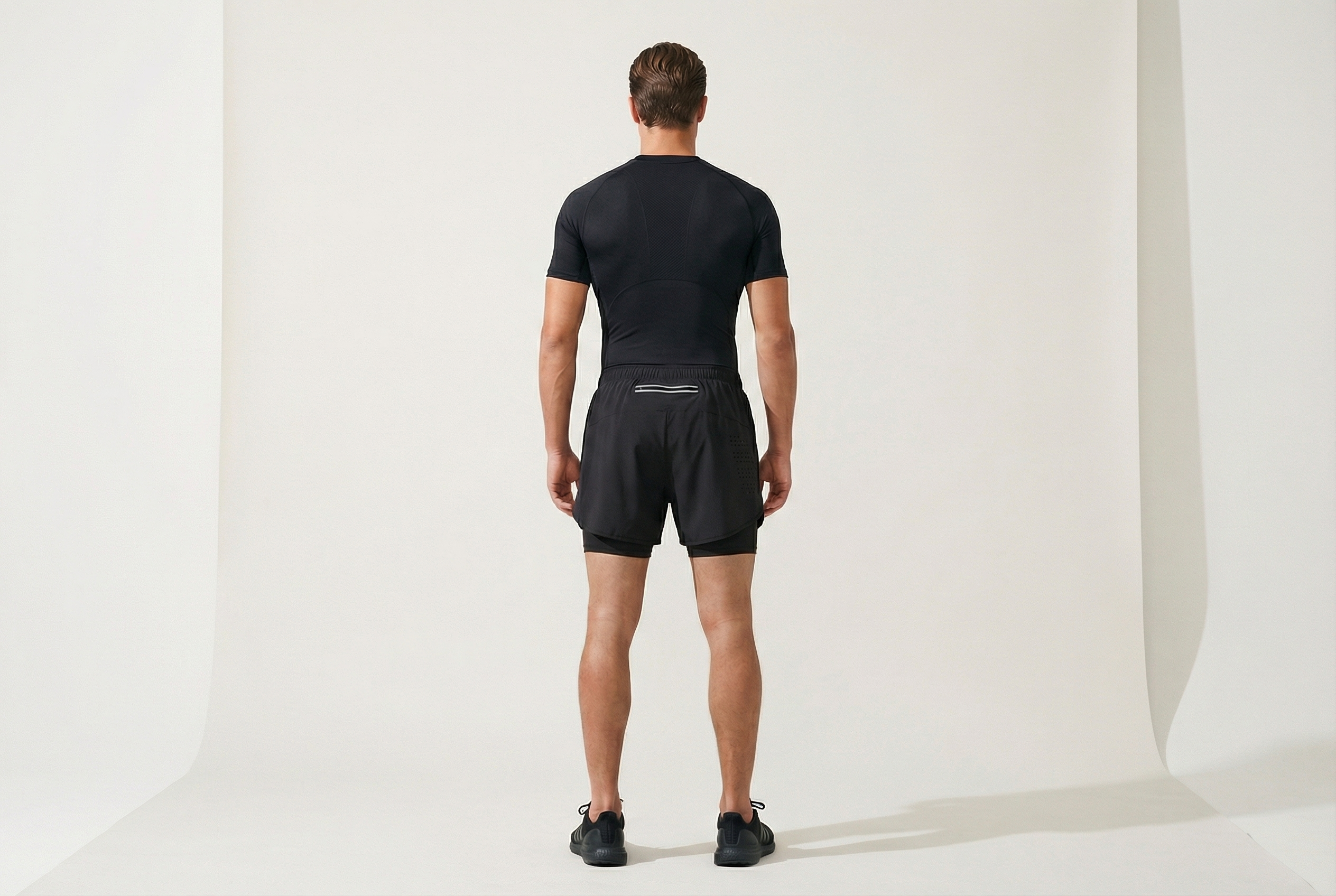 Men's Running Shorts Quick-drying Fitness Black Double Layer Shorts Men New Sport Workout Training Bodybuilding Short Pants