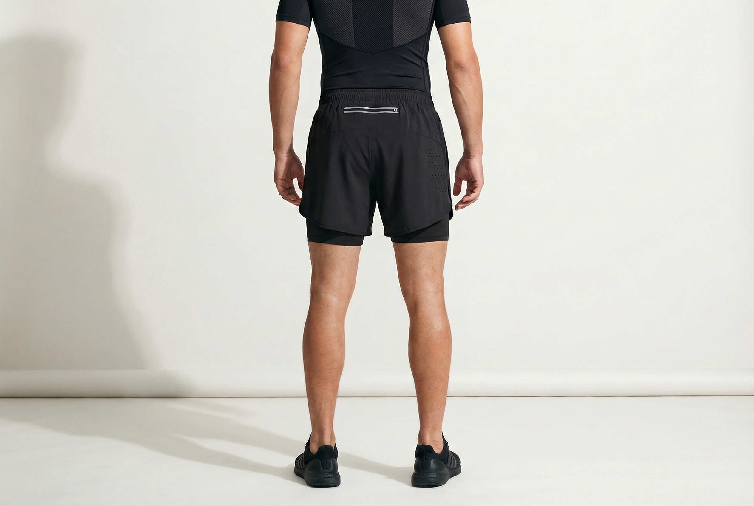 Men's Running Shorts Quick-drying Fitness Black Double Layer Shorts Men New Sport Workout Training Bodybuilding Short Pants