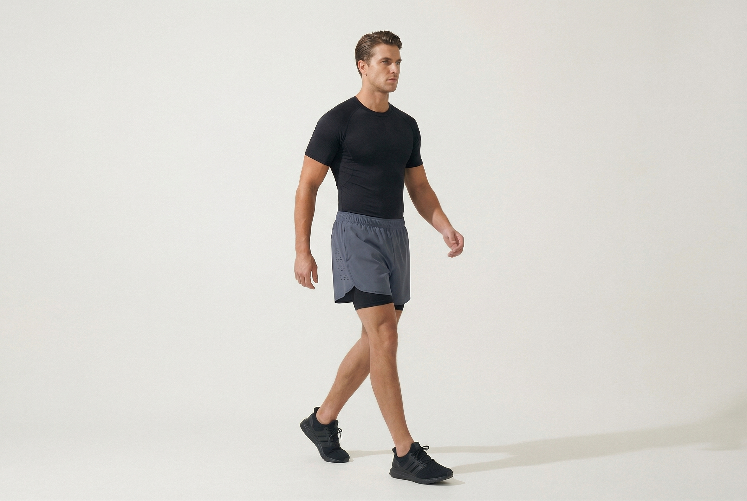 Men's Running Shorts Quick-drying Fitness Black Double Layer Shorts Men New Sport Workout Training Bodybuilding Short Pants