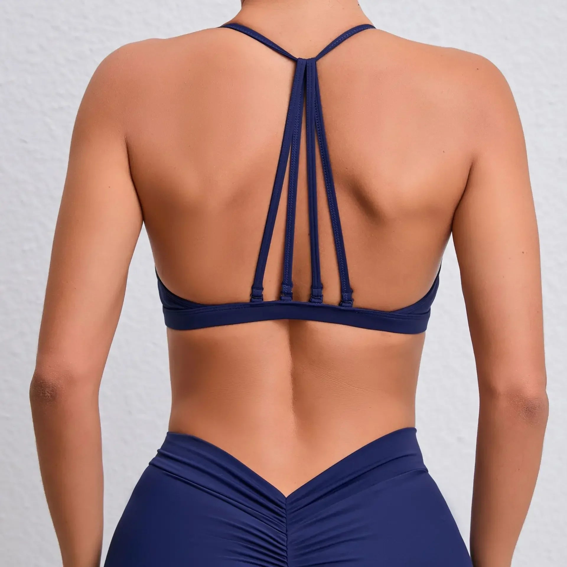 STOUREG Multiple Wear Yoga Bras for Women Minimal Sports Crop Tops with Pads Quick Dry Gym Halter Low Neck Fitness Workout Top