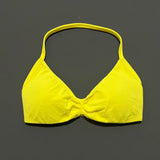 HISTELLO Strappy Bra Gym Top Women High Support Thin Strap Halter Sports Seamless Bras Scrunch Push-up Workout Yoga Tank Tops