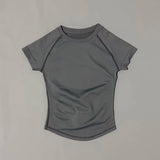 HISTELLO Impact Short Sleeve Top Women Gym Yoga Top Workout Clothes Sports T Shirt Fitness Activewear Running Tight Tops