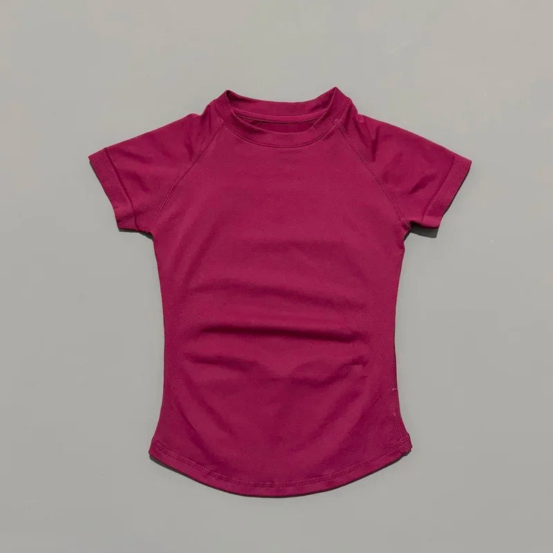 HISTELLO Impact Short Sleeve Top Women Gym Yoga Top Workout Clothes Sports T Shirt Fitness Activewear Running Tight Tops