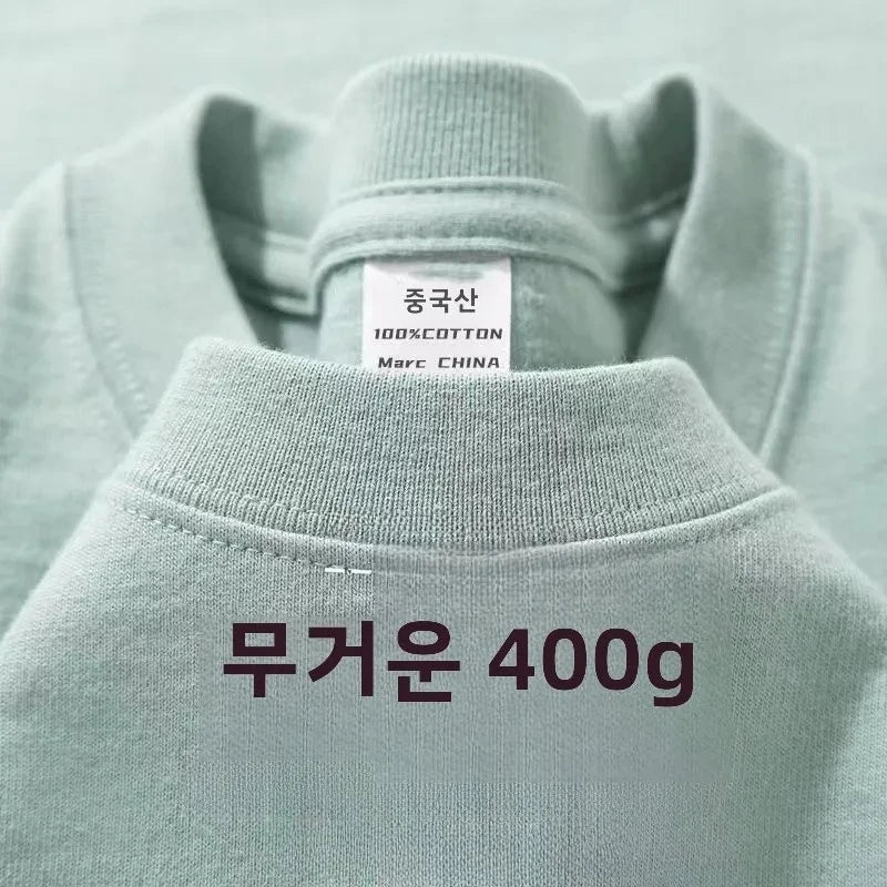 Heavyweight Pure Cotton Short Sleeve T-Shirt Tianqing Color Summer Loose Fit Unisex Basic Sle Comfortable Breathable Casual...