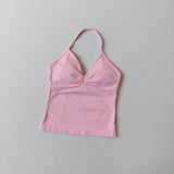 NO LOGO Women's Longline Strappy Backless Gym Top Scrunch Workout Open Back Bra Tank Top for Running Yoga Shirt