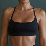 Women's Cross Back Sports Bra Shock Resistant Gathered Sexy Gym Running Bra Summer Yoga Vest Outdoor Comfortable Fitness Wear