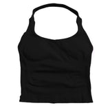 Gym Top Women Clothes Strappy Workout Tank Top Padded Sports Bra Backless Yoga Shirts Seamless Gym Crop Top Halter Fitness Vest