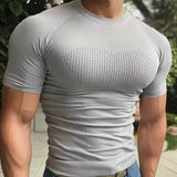 Summer Men Compression Gym Running T Shirt Breathable Short Sleeve T-Shirt Man Casual Tops Seamless Fitness Shirts Man Clothes
