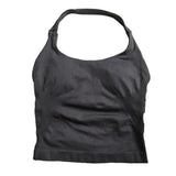 Gym Top Women Clothes Strappy Workout Tank Top Padded Sports Bra Backless Yoga Shirts Seamless Gym Crop Top Halter Fitness Vest