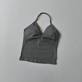 NO LOGO Women's Longline Strappy Backless Gym Top Scrunch Workout Open Back Bra Tank Top for Running Yoga Shirt