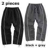 Men's Trendy Sporty Pants with Lines Gym Workout Running Trousers with Side Pockets Athletic Quick-Dry Breathable Sweatpants