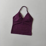NO LOGO Women's Longline Strappy Backless Gym Top Scrunch Workout Open Back Bra Tank Top for Running Yoga Shirt