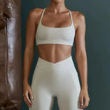 Women's Cross Back Sports Bra Shock Resistant Gathered Sexy Gym Running Bra Summer Yoga Vest Outdoor Comfortable Fitness Wear