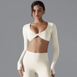 Yoga Long Sleeve Slim Sexy Breathable Quick Drying Sport Brassiere Gym Push Up Shockproof High Intensity Pilates Clothes Women