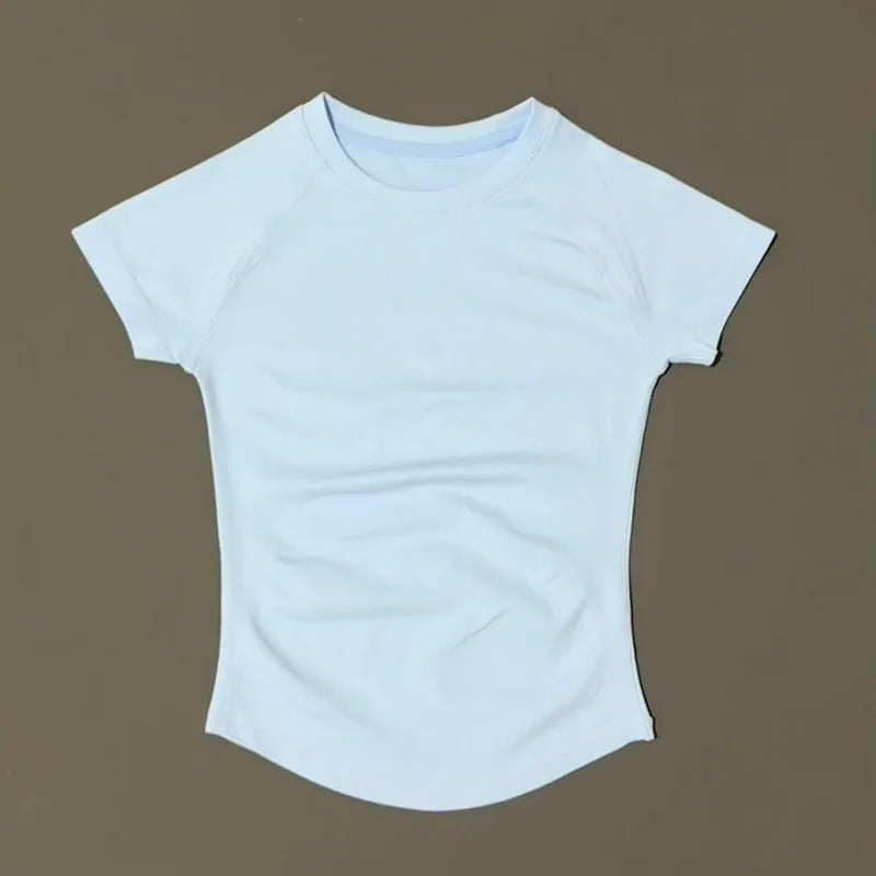 HISTELLO Impact Short Sleeve Top Women Gym Yoga Top Workout Clothes Sports T Shirt Fitness Activewear Running Tight Tops