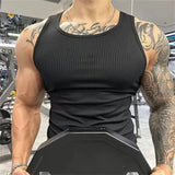 Mens fitness gyms Tank top men Fitness sleeveless shirt Male Screw thread breathable Sports vest Undershirt Gyms Running vest me