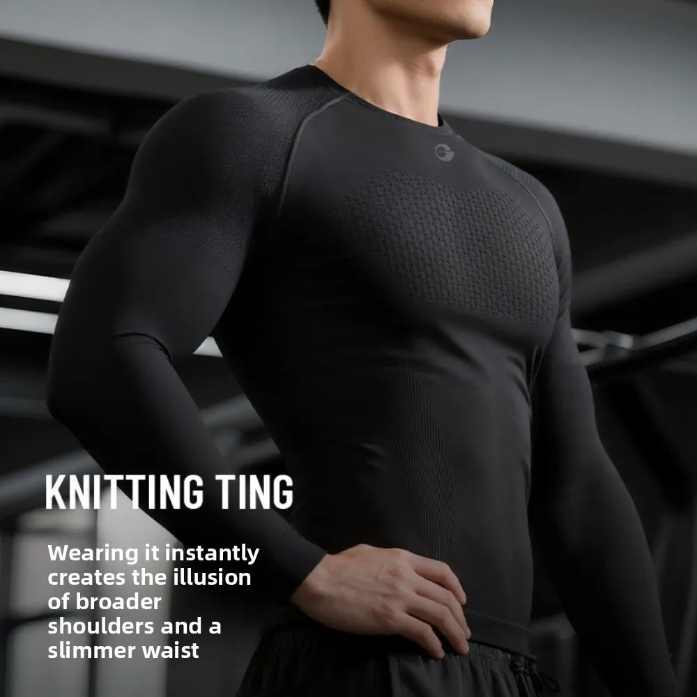 High-Performance Training Top for Men Seamless Moisture-Wicking Compression Shirt for Workouts Running