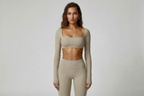 Square Neck Long Sleeve Crop Top